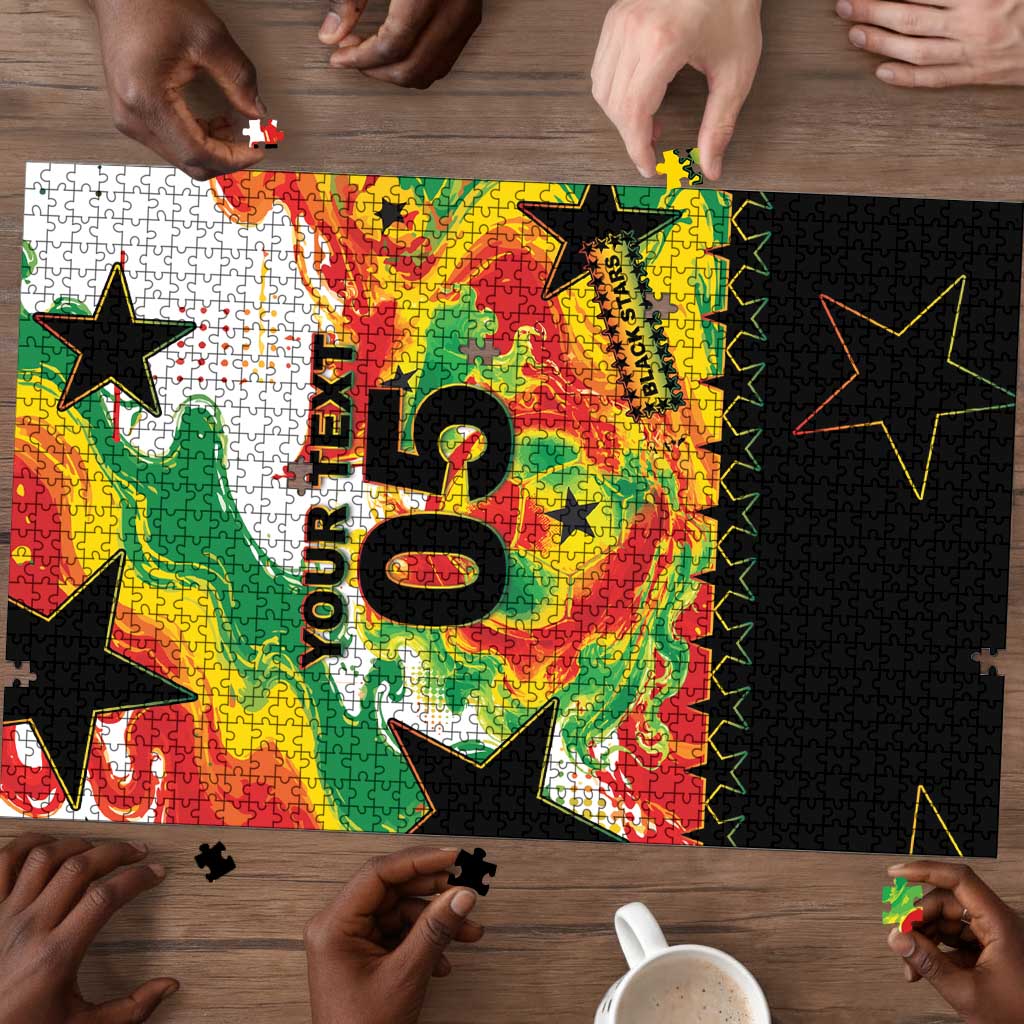 Custom Ghana Football Puzzle African Pride Flag Colors Flame