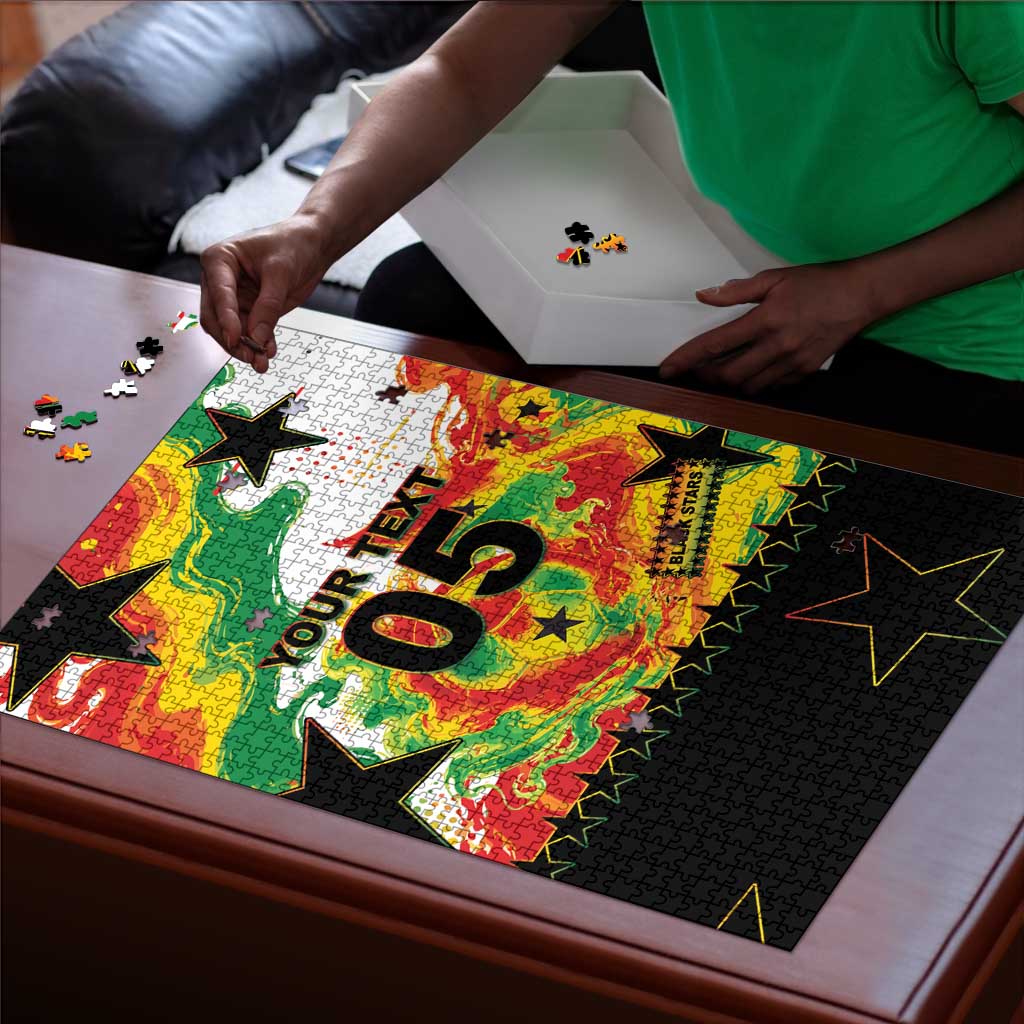 Custom Ghana Football Puzzle African Pride Flag Colors Flame