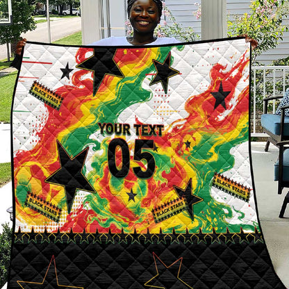 Custom Ghana Football Quilt African Pride Flag Colors Flame