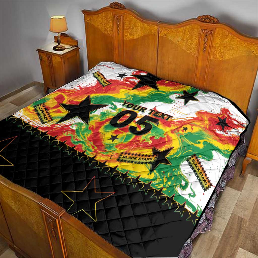 Custom Ghana Football Quilt African Pride Flag Colors Flame