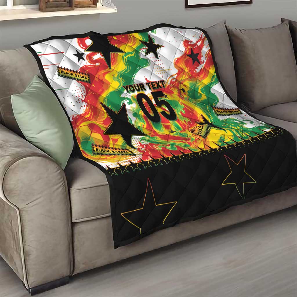 Custom Ghana Football Quilt African Pride Flag Colors Flame