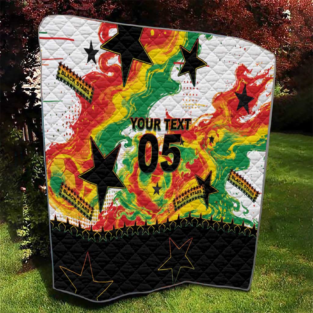 Custom Ghana Football Quilt African Pride Flag Colors Flame