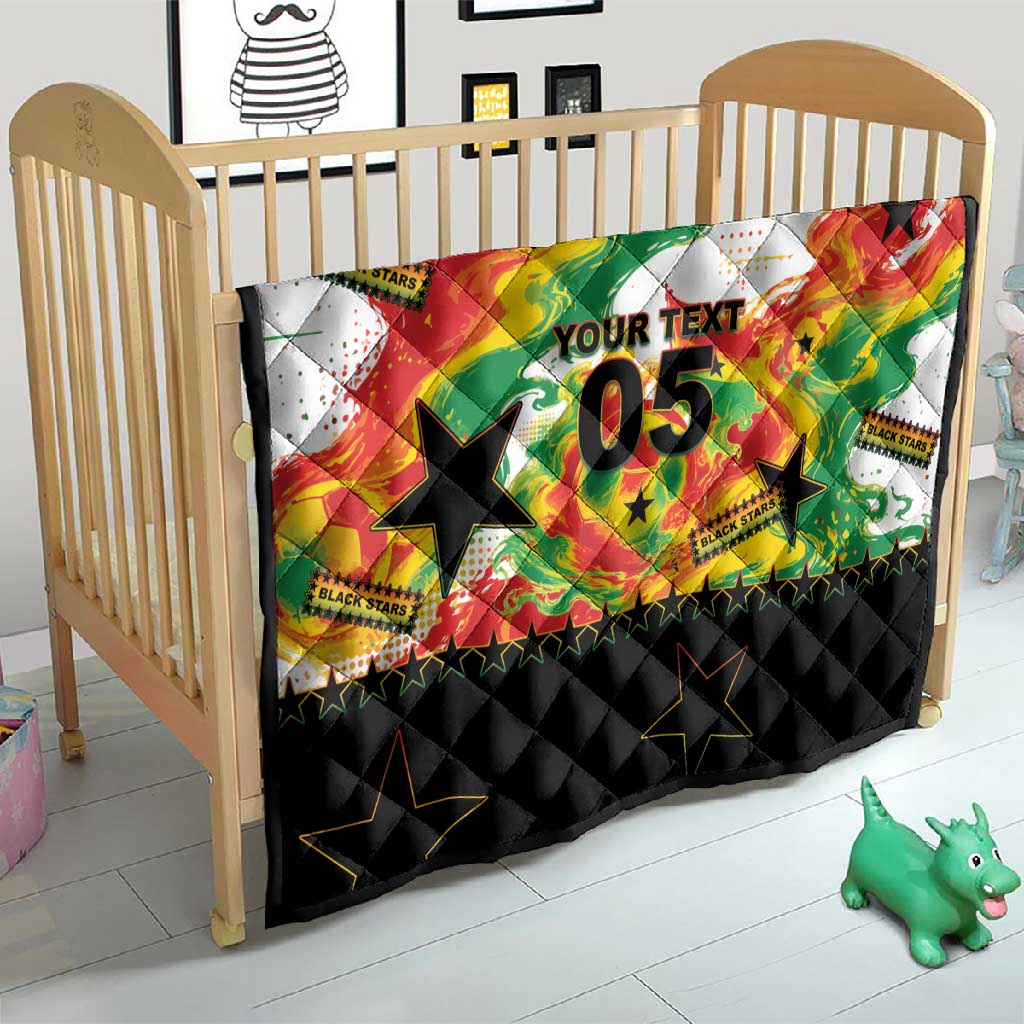 Custom Ghana Football Quilt African Pride Flag Colors Flame
