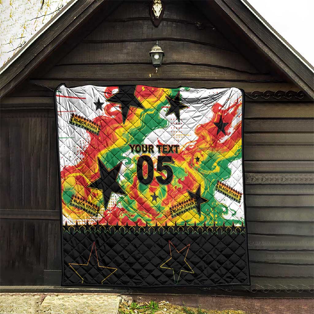 Custom Ghana Football Quilt African Pride Flag Colors Flame
