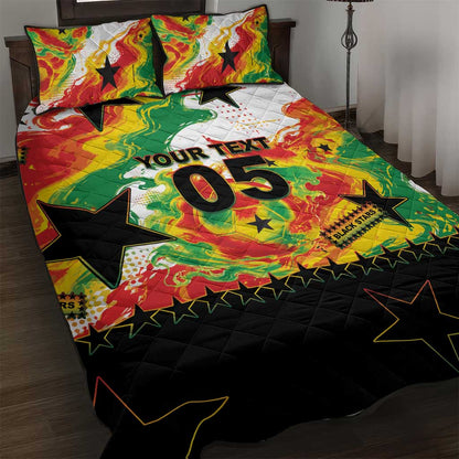 Custom Ghana Football Quilt Bed Set African Pride Flag Colors Flame