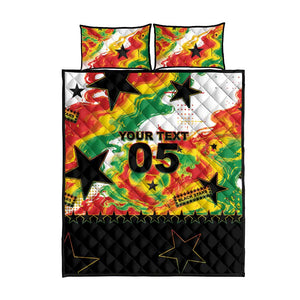 Custom Ghana Football Quilt Bed Set African Pride Flag Colors Flame