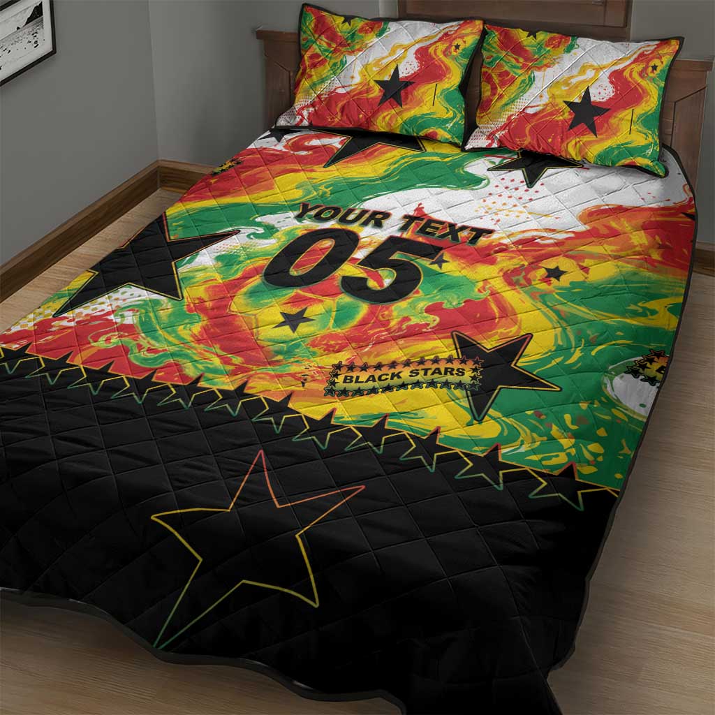 Custom Ghana Football Quilt Bed Set African Pride Flag Colors Flame