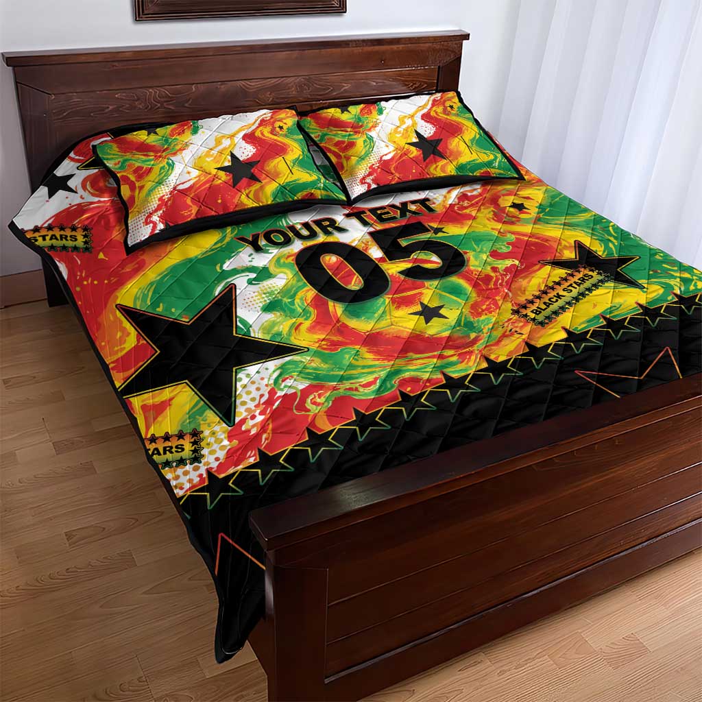 Custom Ghana Football Quilt Bed Set African Pride Flag Colors Flame