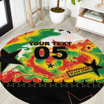 Custom Ghana Football Round Carpet African Pride Flag Colors Flame