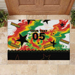Custom Ghana Football Rubber Doormat African Pride Flag Colors Flame