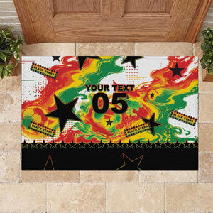 Custom Ghana Football Rubber Doormat African Pride Flag Colors Flame