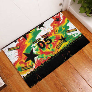Custom Ghana Football Rubber Doormat African Pride Flag Colors Flame