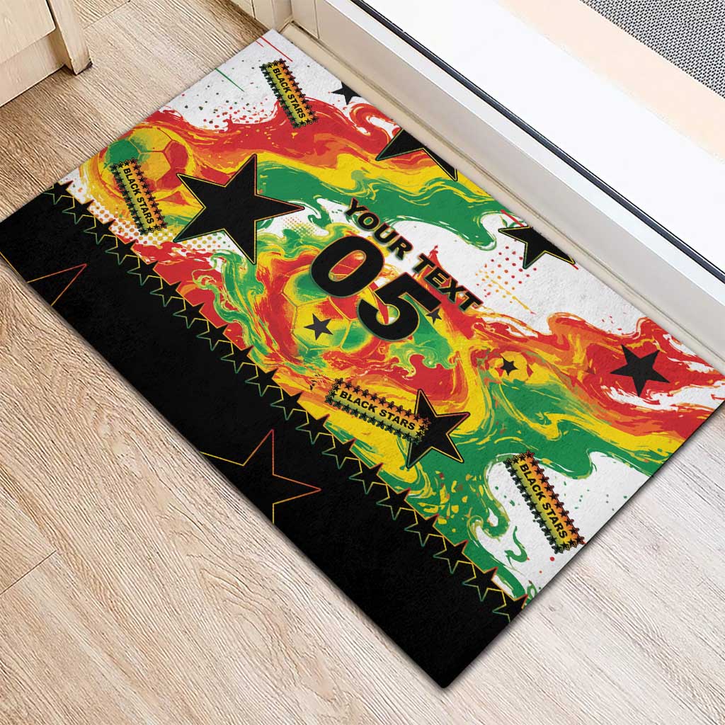 Custom Ghana Football Rubber Doormat African Pride Flag Colors Flame