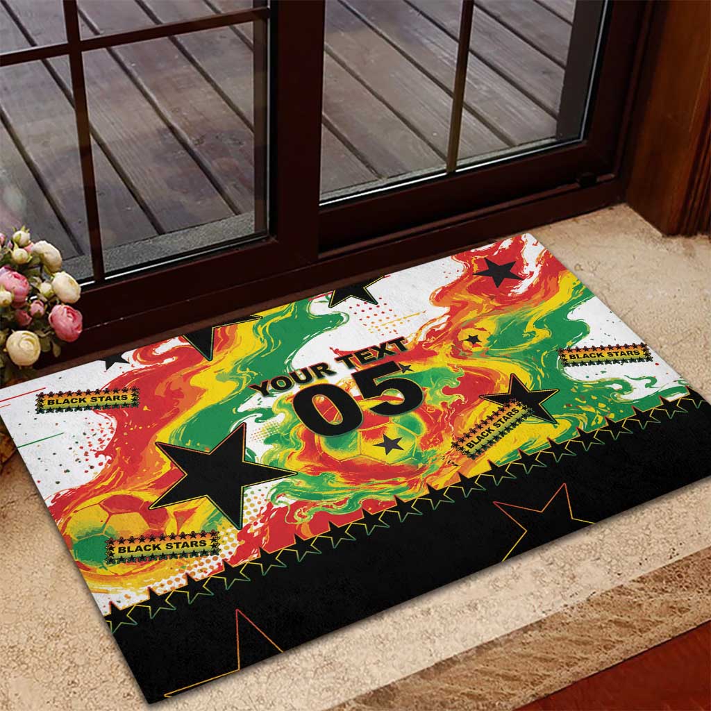 Custom Ghana Football Rubber Doormat African Pride Flag Colors Flame
