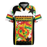 Custom Ghana Football Rugby Jersey African Pride Flag Colors Flame