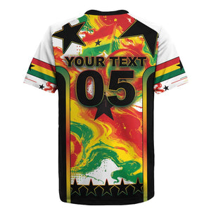 Custom Ghana Football Rugby Jersey African Pride Flag Colors Flame