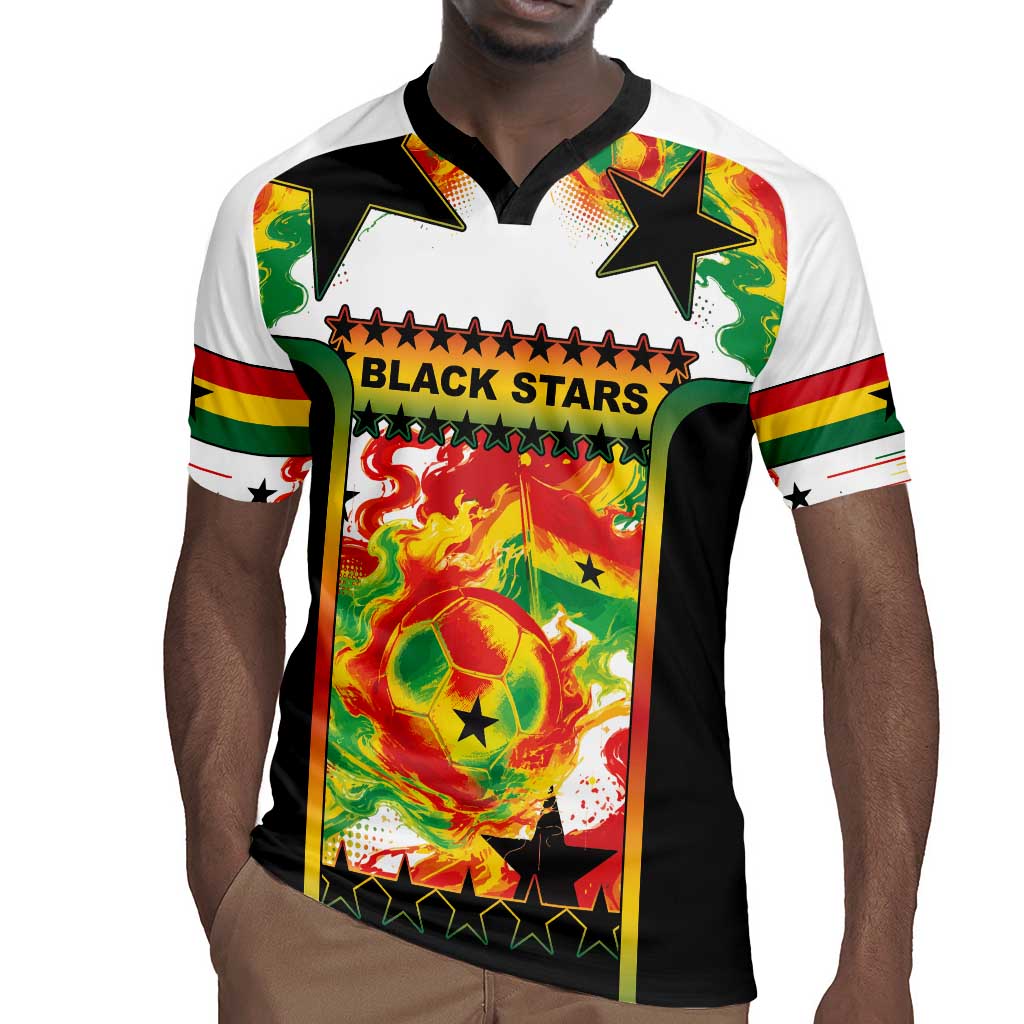 Custom Ghana Football Rugby Jersey African Pride Flag Colors Flame