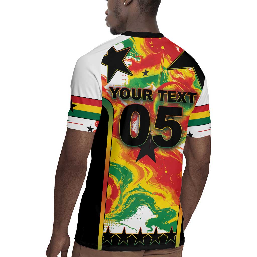 Custom Ghana Football Rugby Jersey African Pride Flag Colors Flame