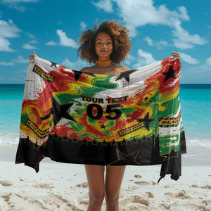 Custom Ghana Football Sarong African Pride Flag Colors Flame