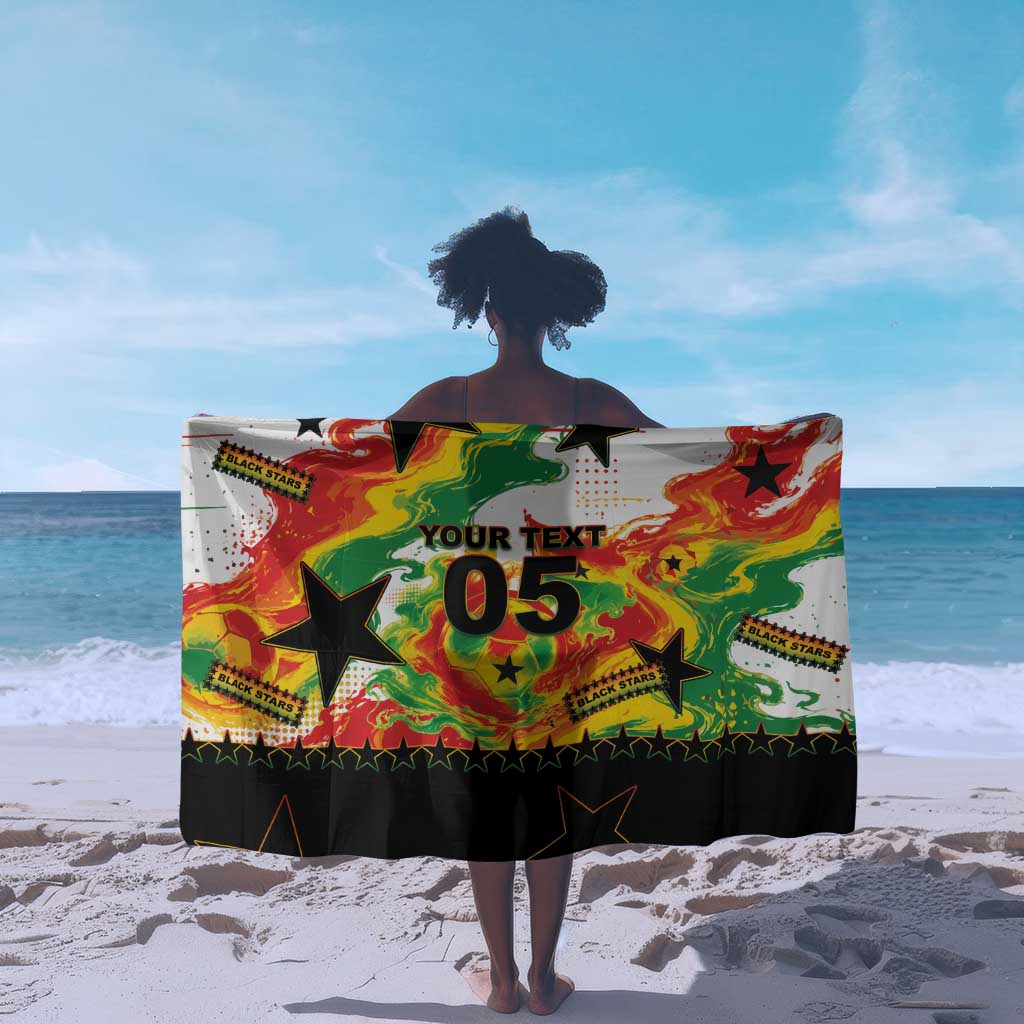 Custom Ghana Football Sarong African Pride Flag Colors Flame