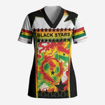 Custom Ghana Football Scrub Top African Pride Flag Colors Flame