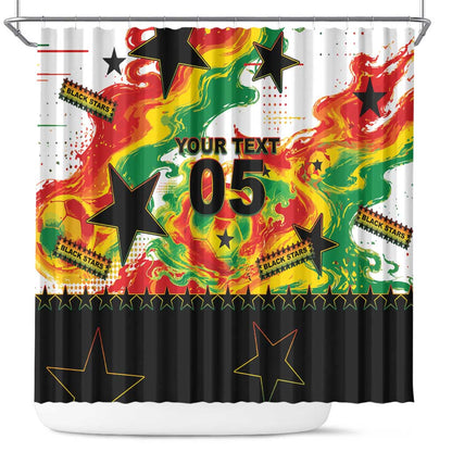 Custom Ghana Football Shower Curtain African Pride Flag Colors Flame