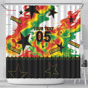 Custom Ghana Football Shower Curtain African Pride Flag Colors Flame