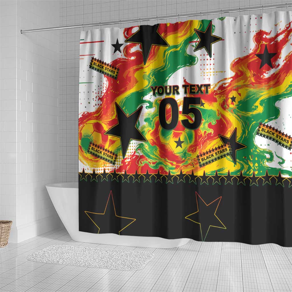 Custom Ghana Football Shower Curtain African Pride Flag Colors Flame