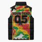 Custom Ghana Football Sleeveless Puffer Jacket African Pride Flag Colors Flame