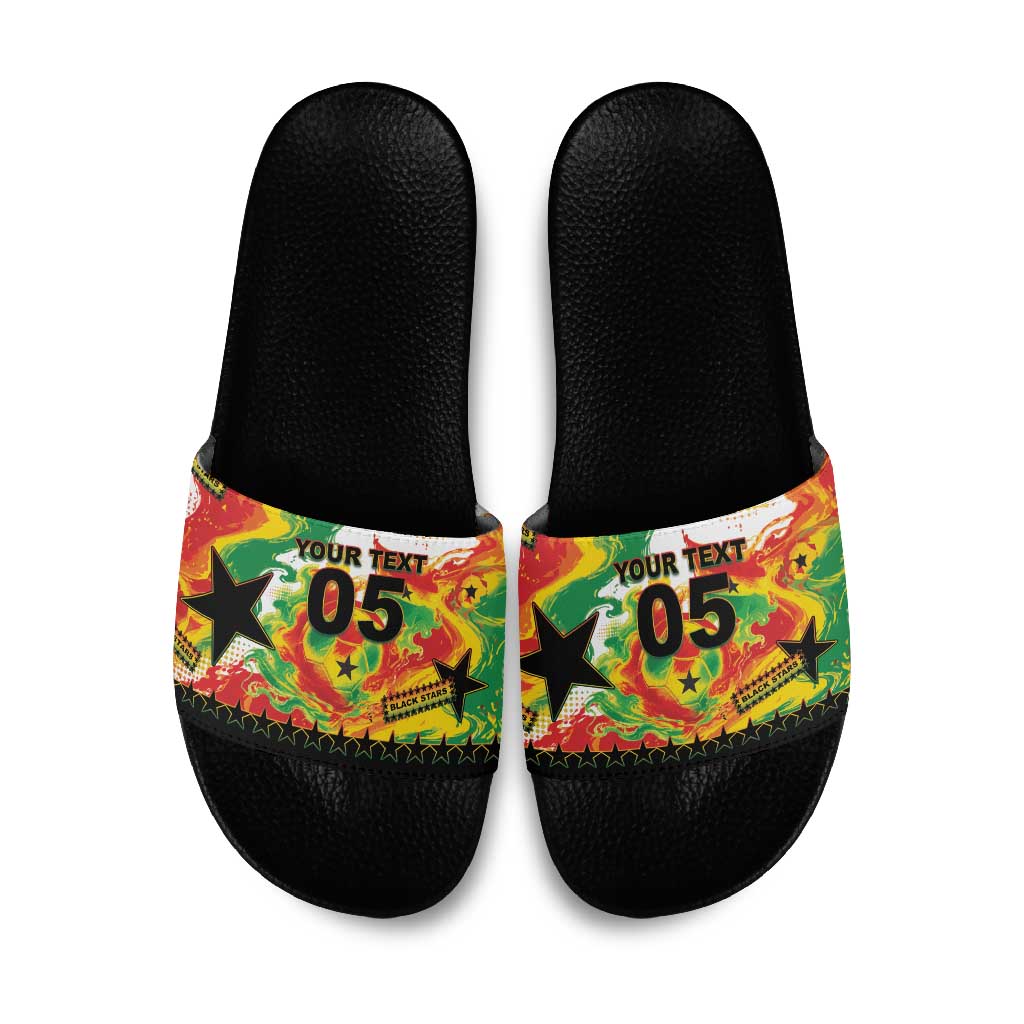 Custom Ghana Football Slide Sandals African Pride Flag Colors Flame