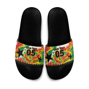 Custom Ghana Football Slide Sandals African Pride Flag Colors Flame