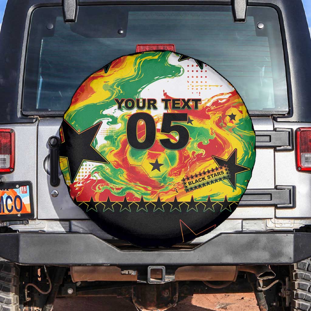 Custom Ghana Football Spare Tire Cover African Pride Flag Colors Flame