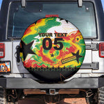 Custom Ghana Football Spare Tire Cover African Pride Flag Colors Flame