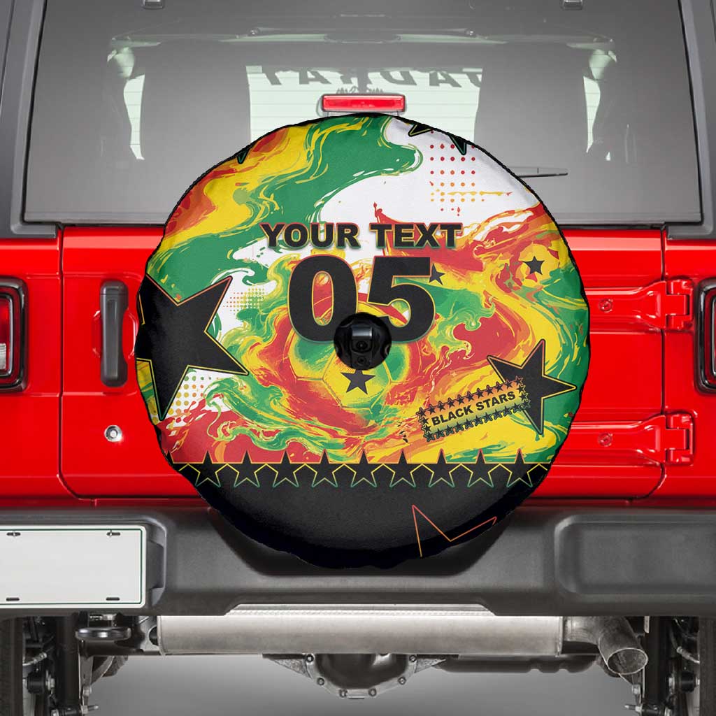 Custom Ghana Football Spare Tire Cover African Pride Flag Colors Flame