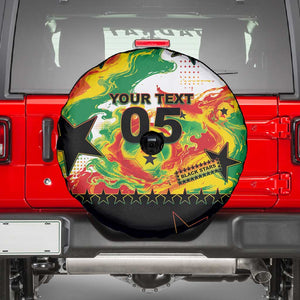 Custom Ghana Football Spare Tire Cover African Pride Flag Colors Flame
