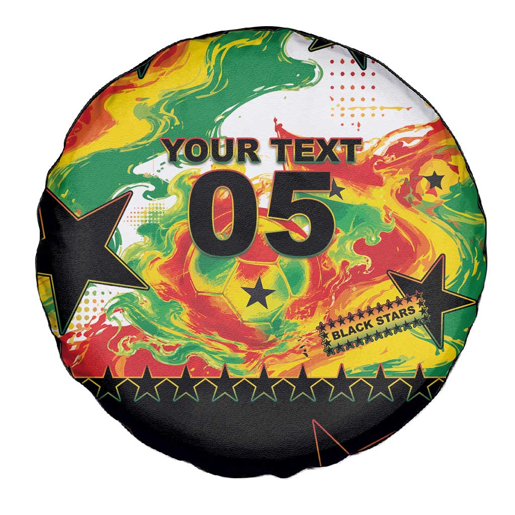 Custom Ghana Football Spare Tire Cover African Pride Flag Colors Flame