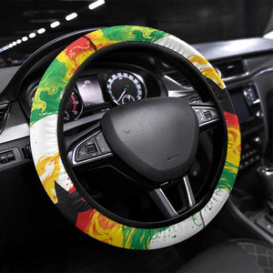 Ghana Football Steering Wheel Cover African Pride Flag Colors Flame
