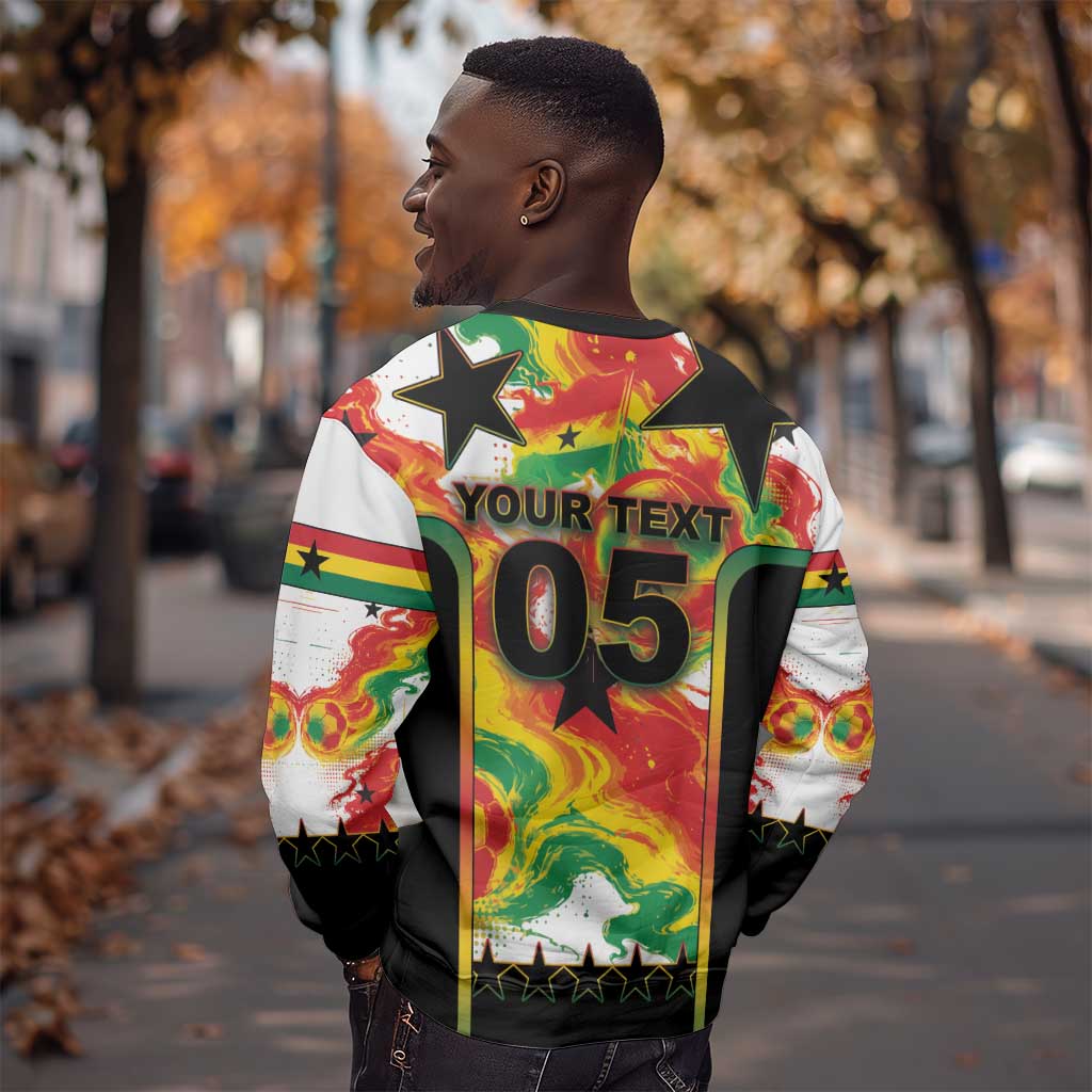 Custom Ghana Football Sweatshirt African Pride Flag Colors Flame