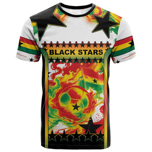 Custom Ghana Football T shirt African Pride Flag Colors Flame