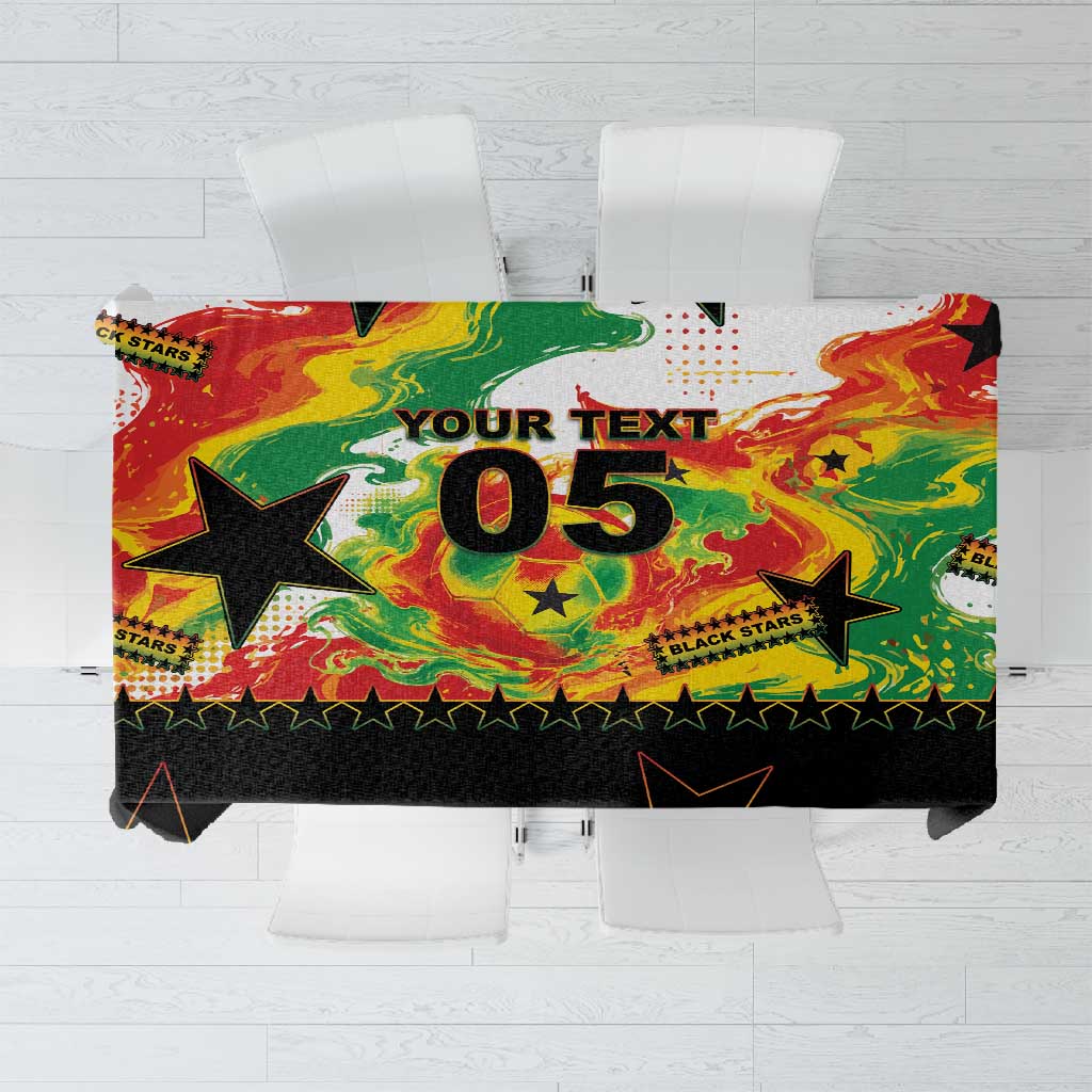 Custom Ghana Football Tablecloth African Pride Flag Colors Flame