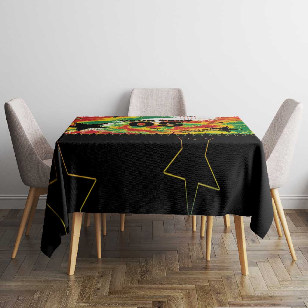 Custom Ghana Football Tablecloth African Pride Flag Colors Flame