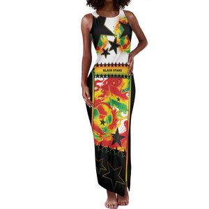 Custom Ghana Football Tank Maxi Dress African Pride Flag Colors Flame