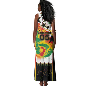 Custom Ghana Football Tank Maxi Dress African Pride Flag Colors Flame