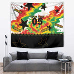 Custom Ghana Football Tapestry African Pride Flag Colors Flame