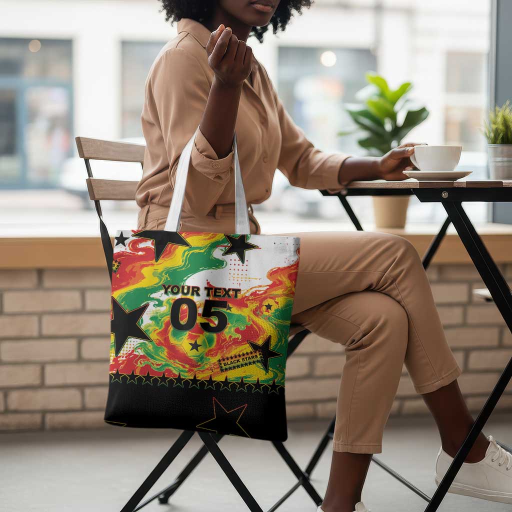 Custom Ghana Football Tote Bag African Pride Flag Colors Flame