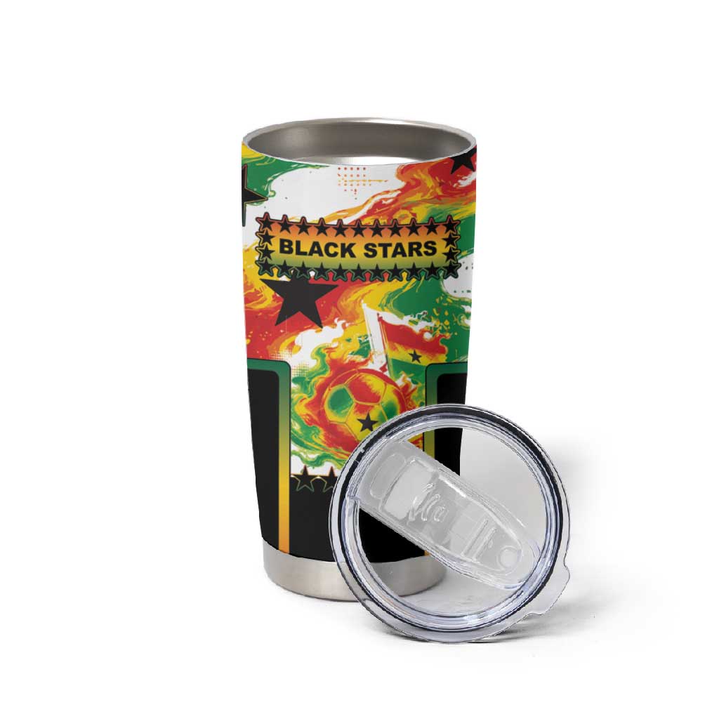 Custom Ghana Football Tumbler Cup African Pride Flag Colors Flame