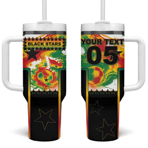 Custom Ghana Football Tumbler With Handle African Pride Flag Colors Flame
