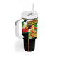 Custom Ghana Football Tumbler With Handle African Pride Flag Colors Flame