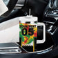 Custom Ghana Football Tumbler With Handle African Pride Flag Colors Flame