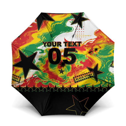 Custom Ghana Football Umbrella African Pride Flag Colors Flame
